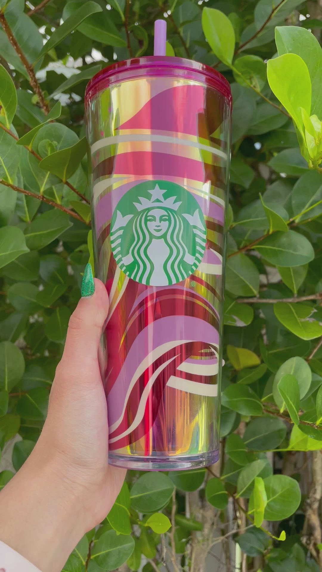 Pink swirl 24 oz holographic Tumbler