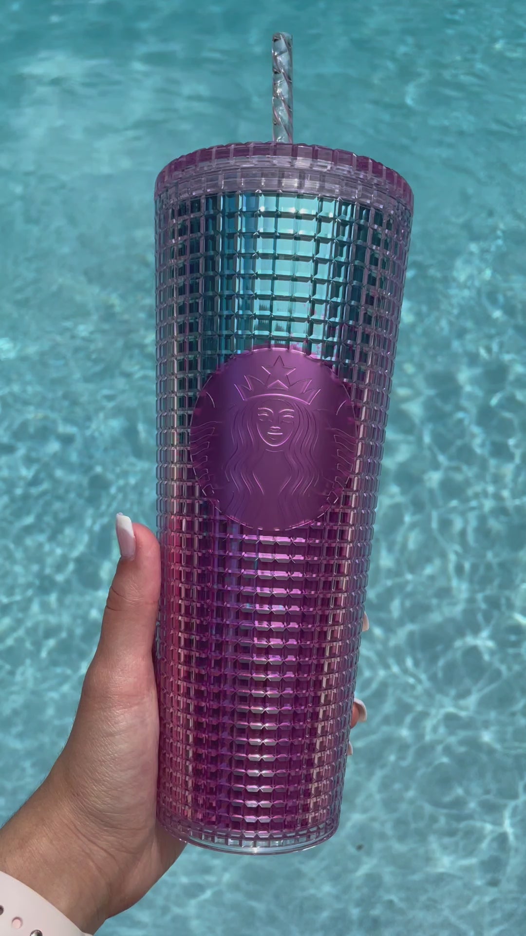 Pink and Blue ombre Grid 24 oz Tumbler