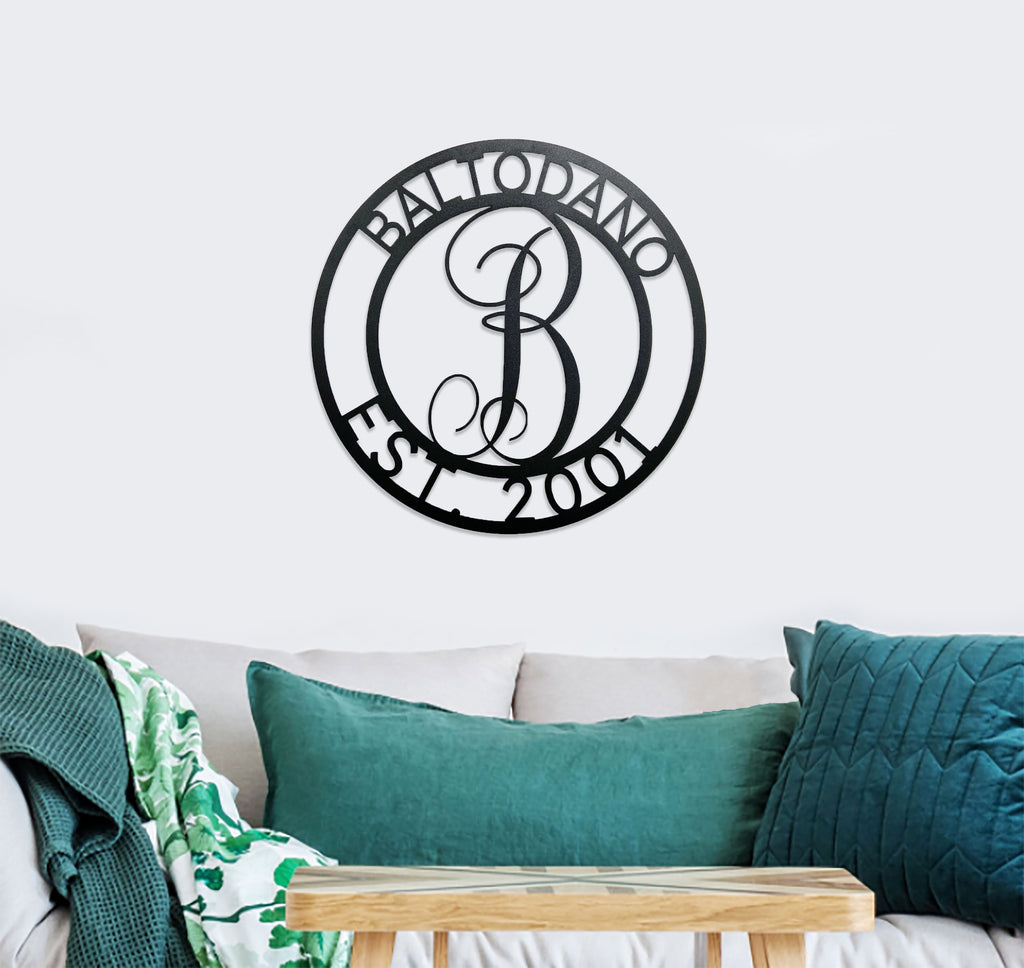 Family Name & Monogram, Established Year  Fully Customized  - Steel Sign