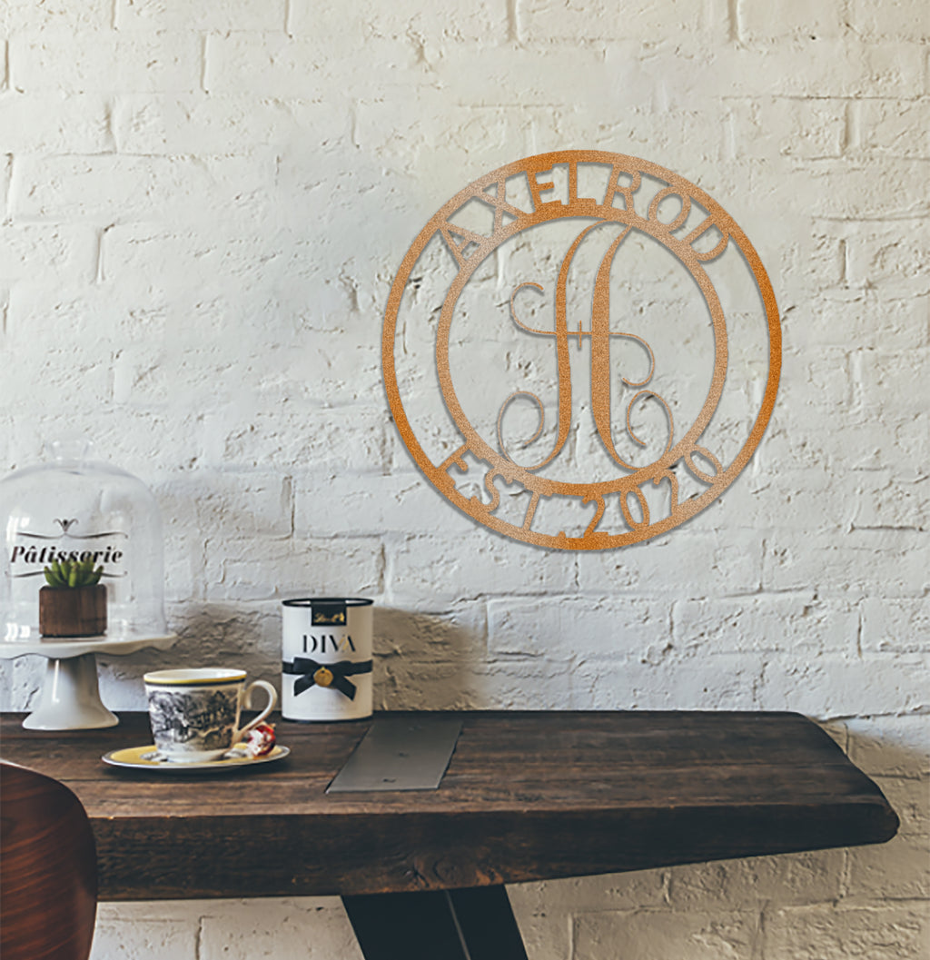 Family Name & Monogram, Established Year  Fully Customized  - Steel Sign