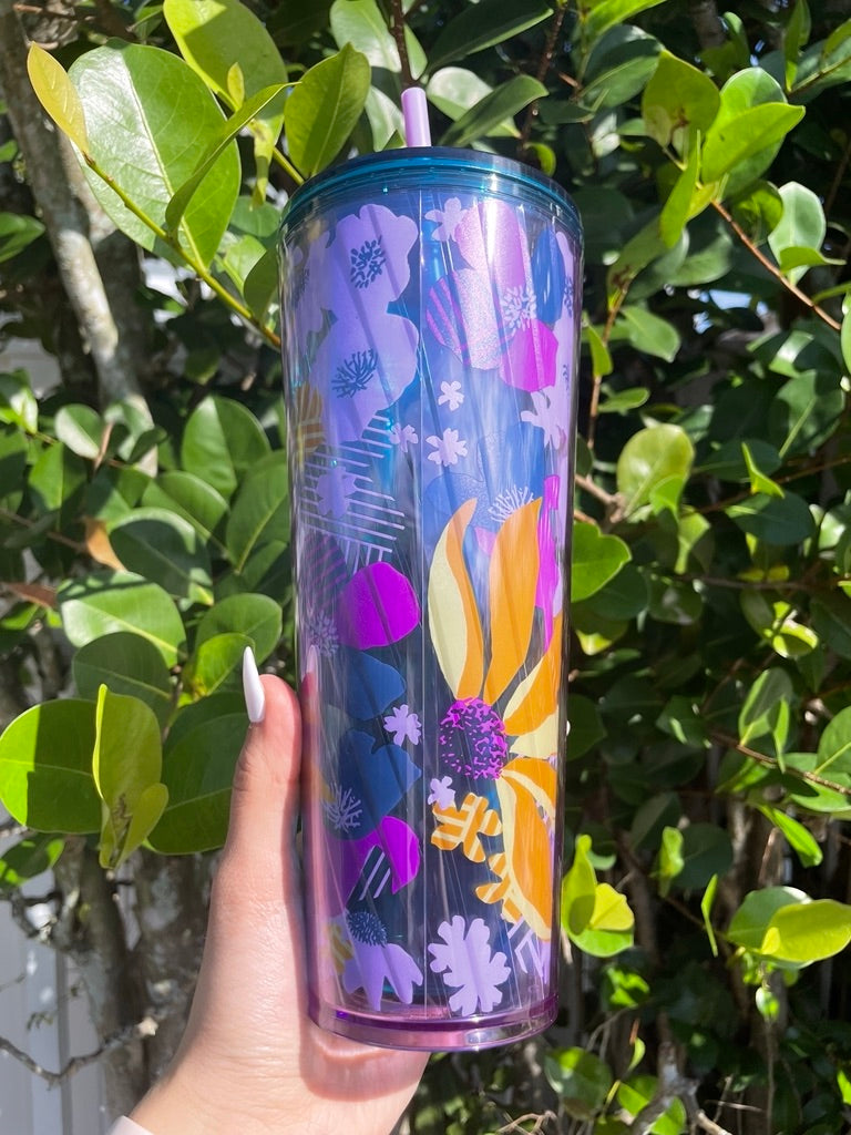 Venti floral 24 oz tumbler