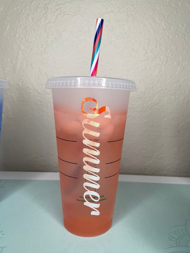 Custom color changing mystery reusable cold cups