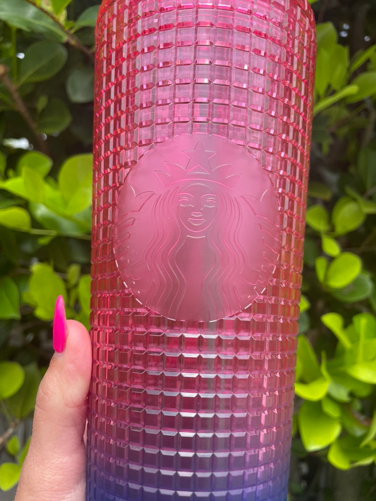 Pink and Blue Ombre Grid 24 oz Tumbler
