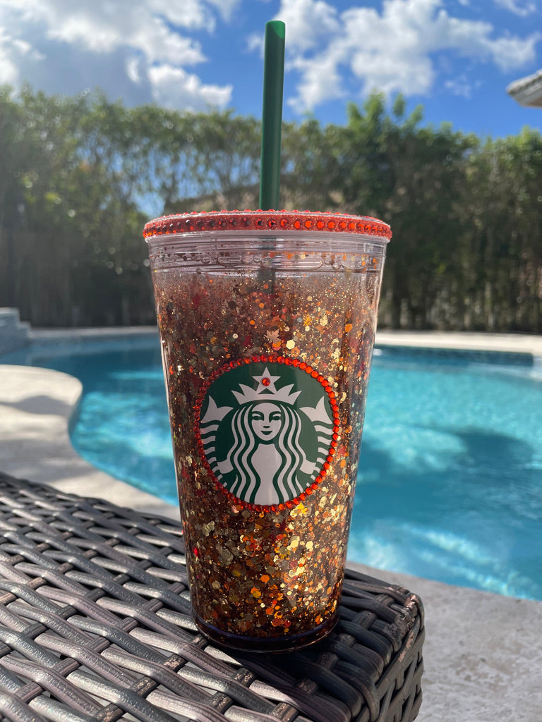 Fall leaves glitter Snow Globe 16 oz Tumbler