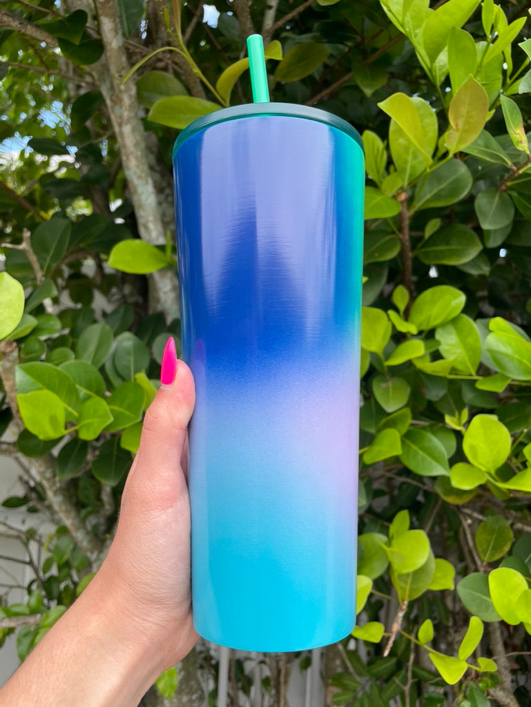 Purple and green ombre stainless Tumbler