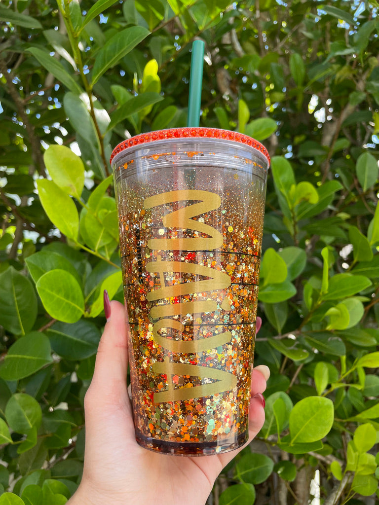 Fall leaves glitter Snow Globe 16 oz Tumbler