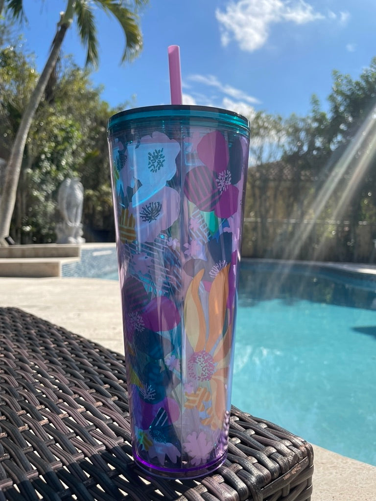 Venti floral 24 oz tumbler