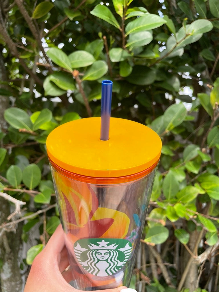 Tropical orange floral 24 oz tumbler