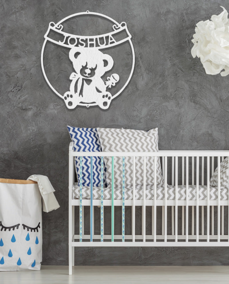 Teddy Banner Monogram - Steel Sign