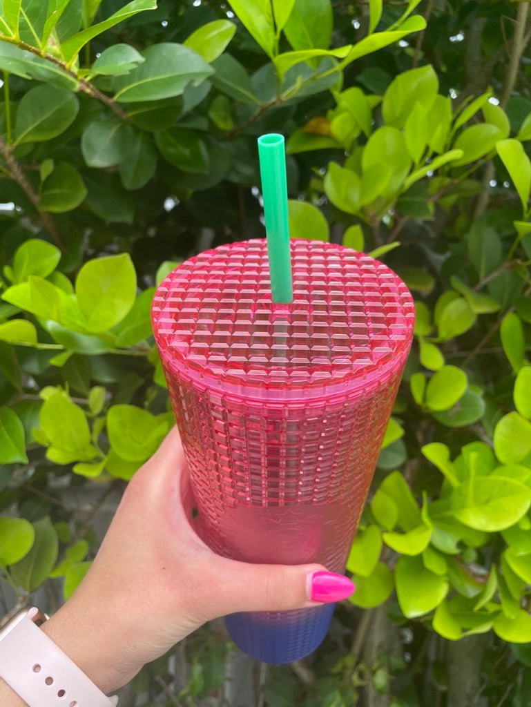 Pink and Blue Ombre Grid 24 oz Tumbler
