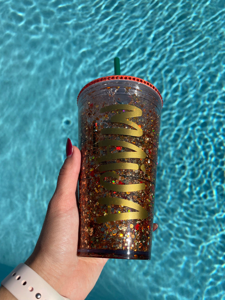 Fall leaves glitter Snow Globe 16 oz Tumbler