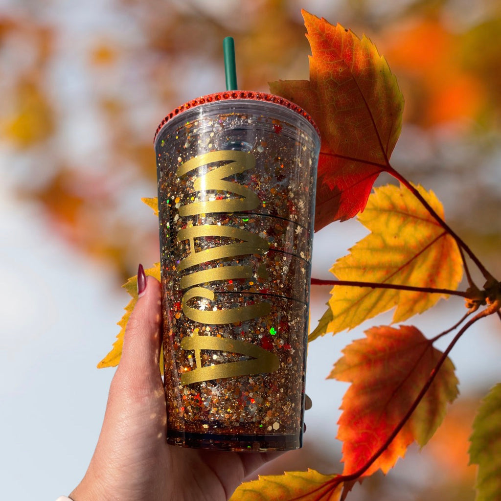 Fall leaves glitter Snow Globe 16 oz Tumbler