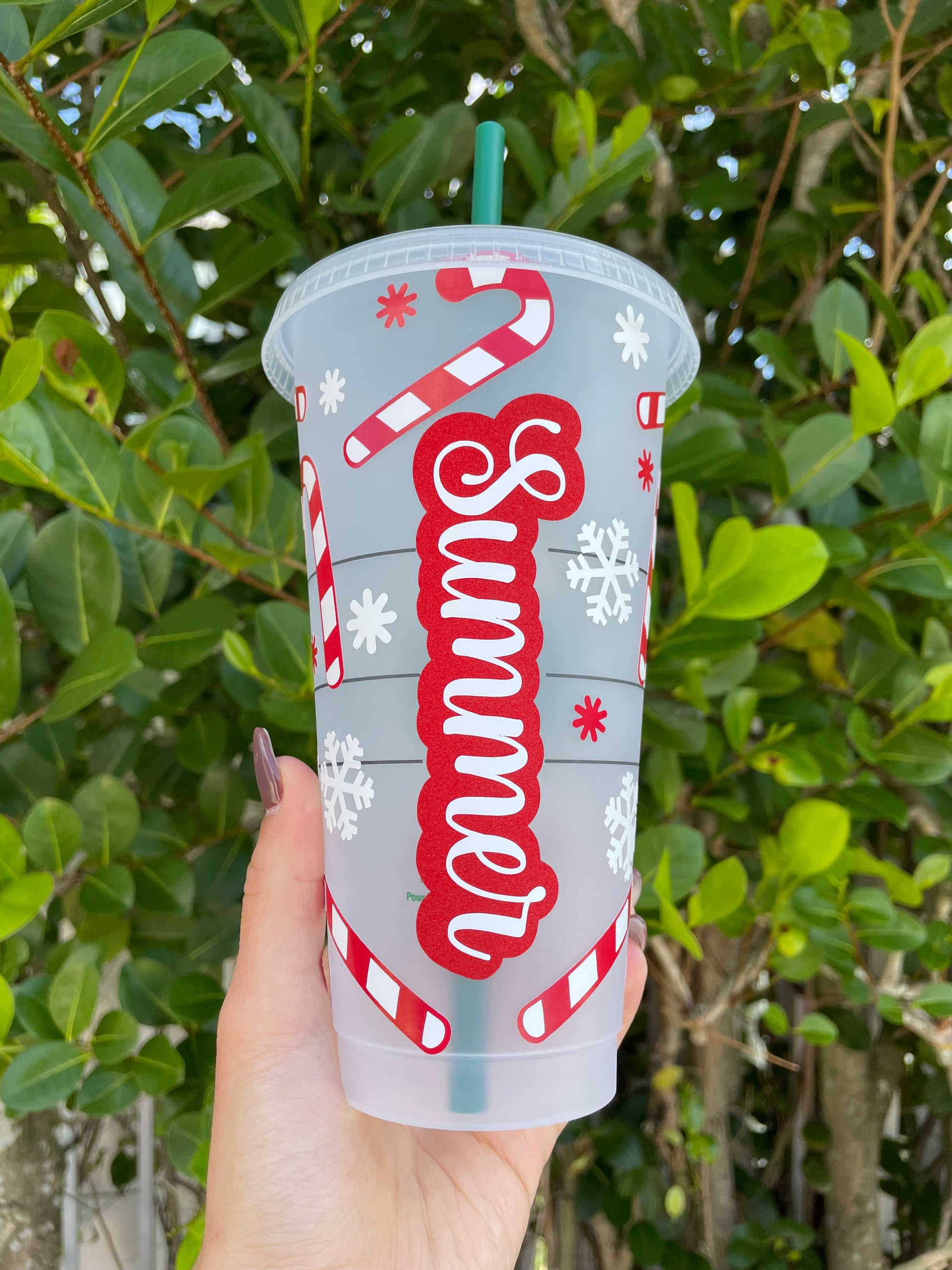 Candy Cane Custom reusable cold cup