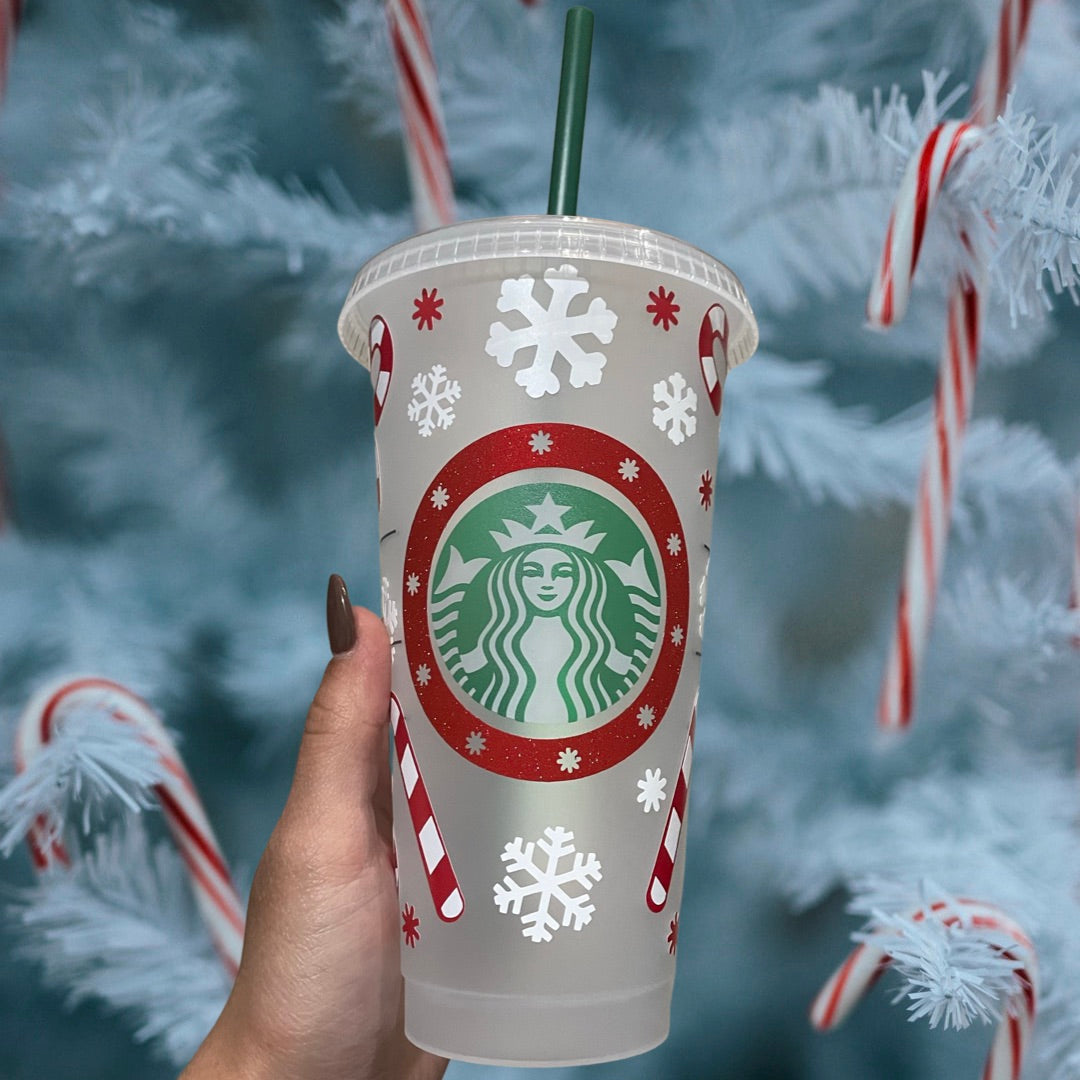 Candy Cane Custom reusable cold cup