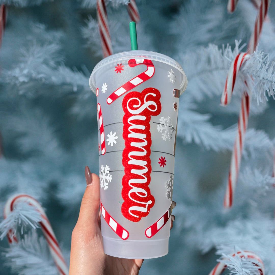 Candy Cane Custom reusable cold cup
