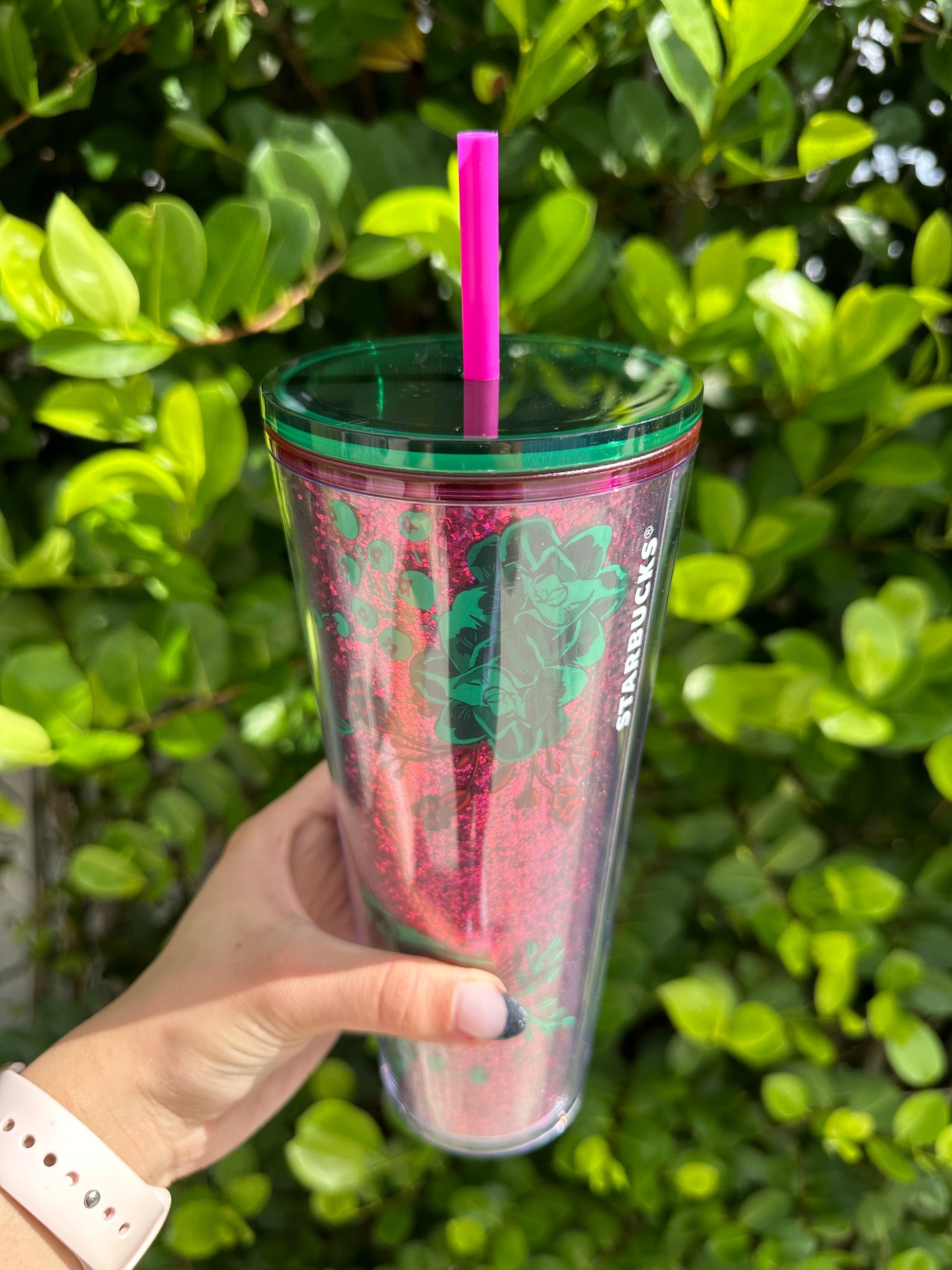 Holiday glitter floral 24 oz Venti tumbler
