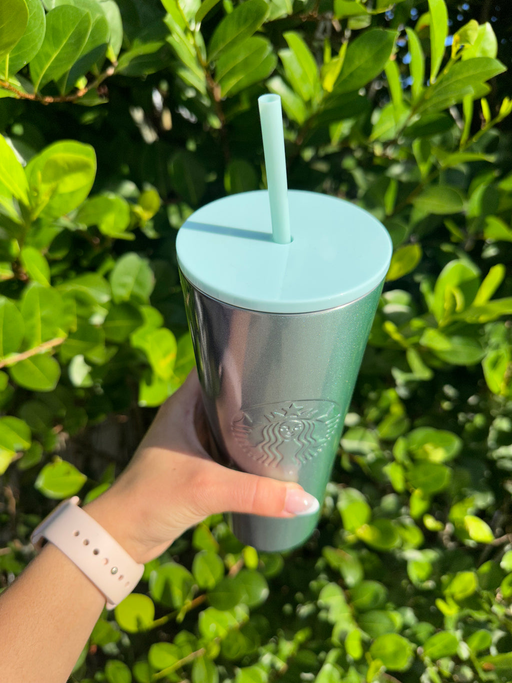 Holiday Purple and Green Glitter ombre Stainless Tumbler