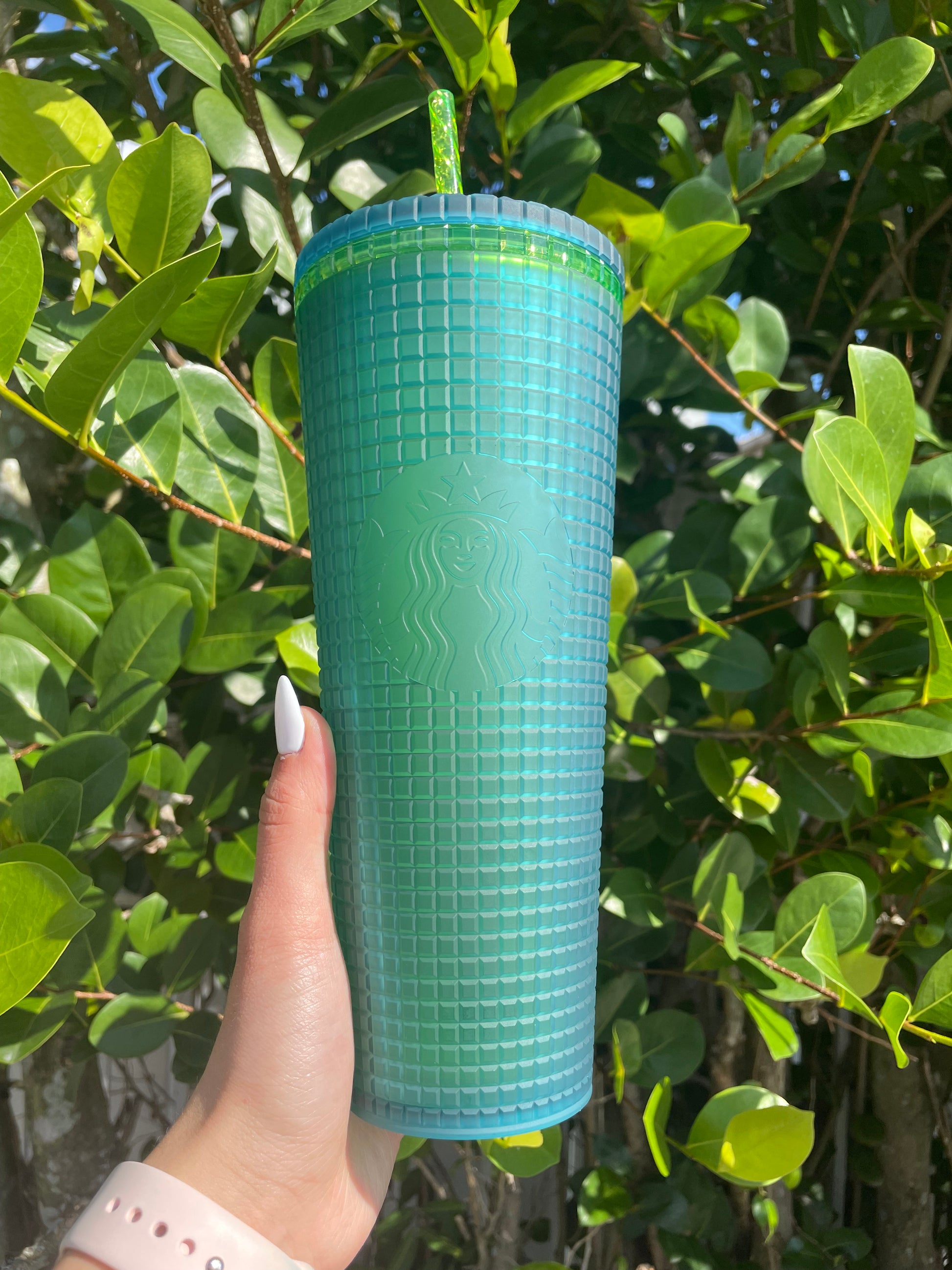 Green Soft touch Grid Tumbler