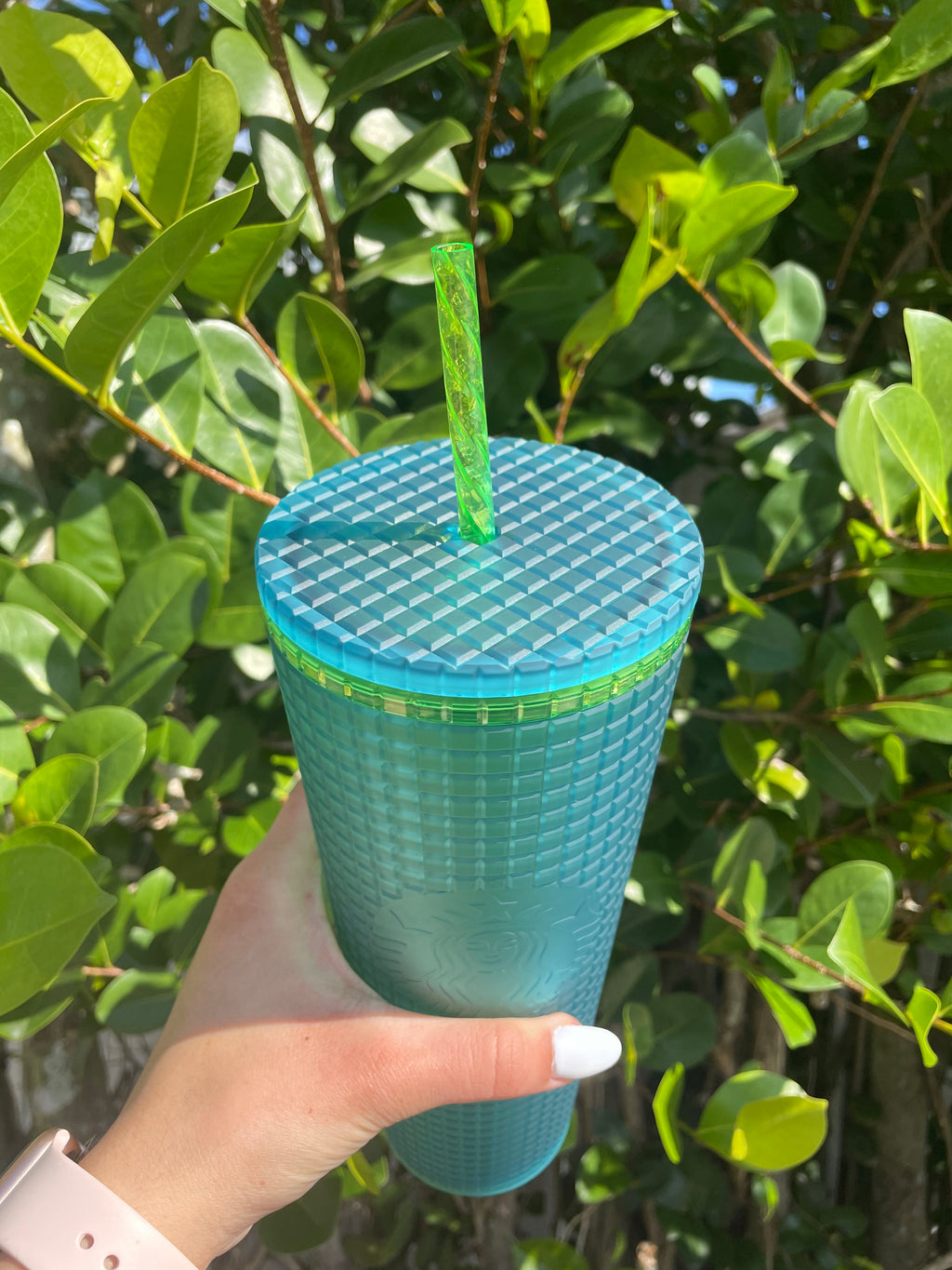 Green Soft touch Grid Tumbler