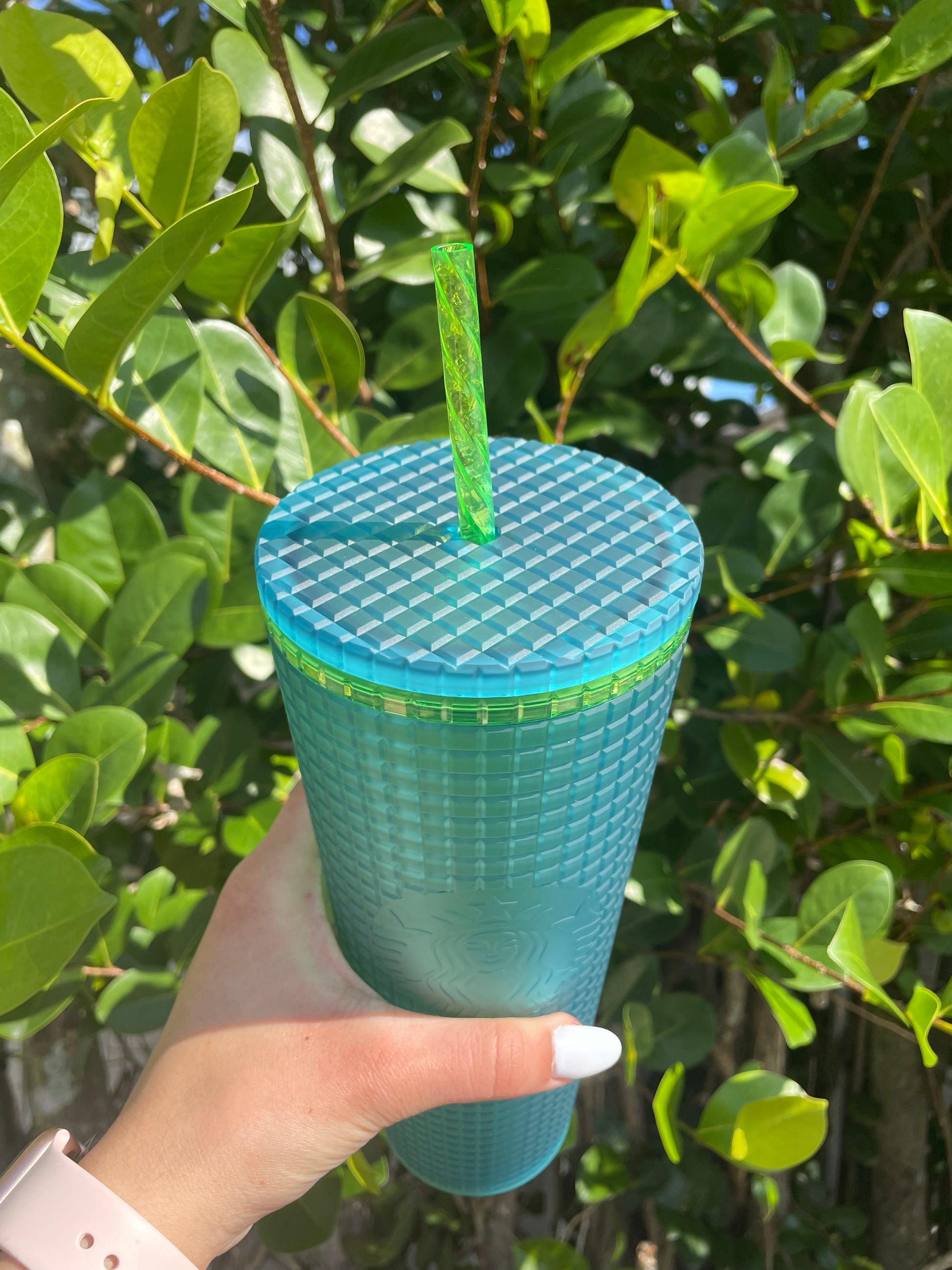 Green Soft touch Grid Tumbler
