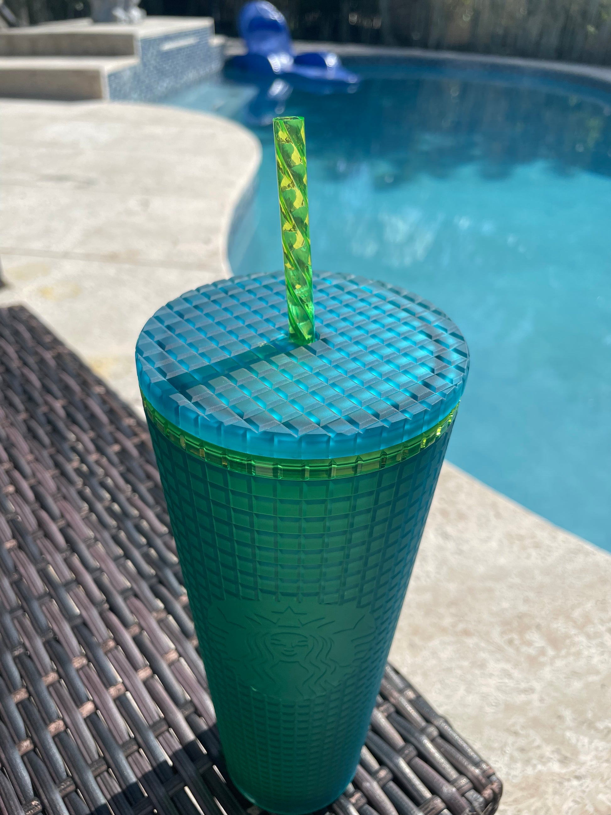 Green Soft touch Grid Tumbler