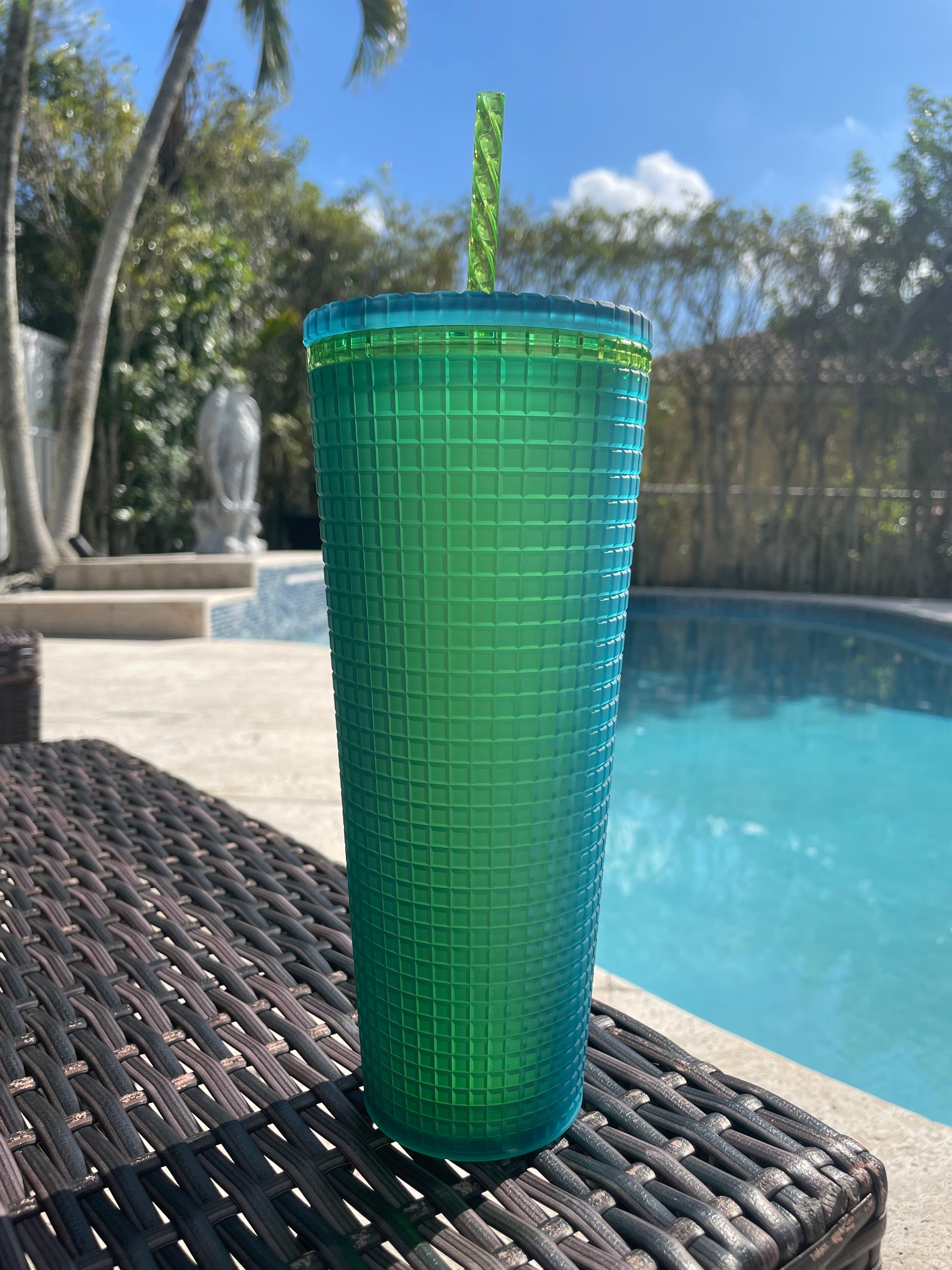 Green Soft touch Grid Tumbler