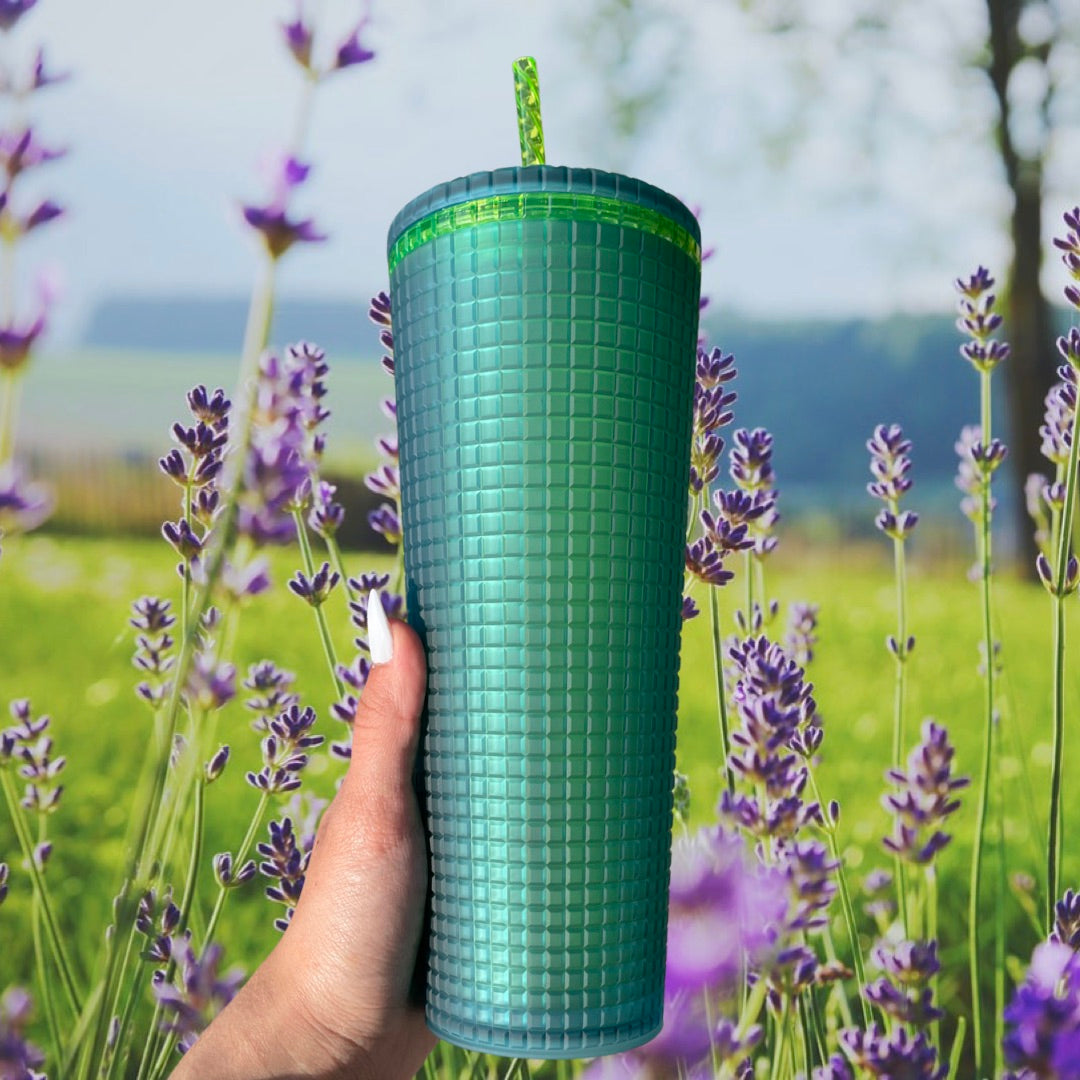 Green Soft touch Grid Tumbler