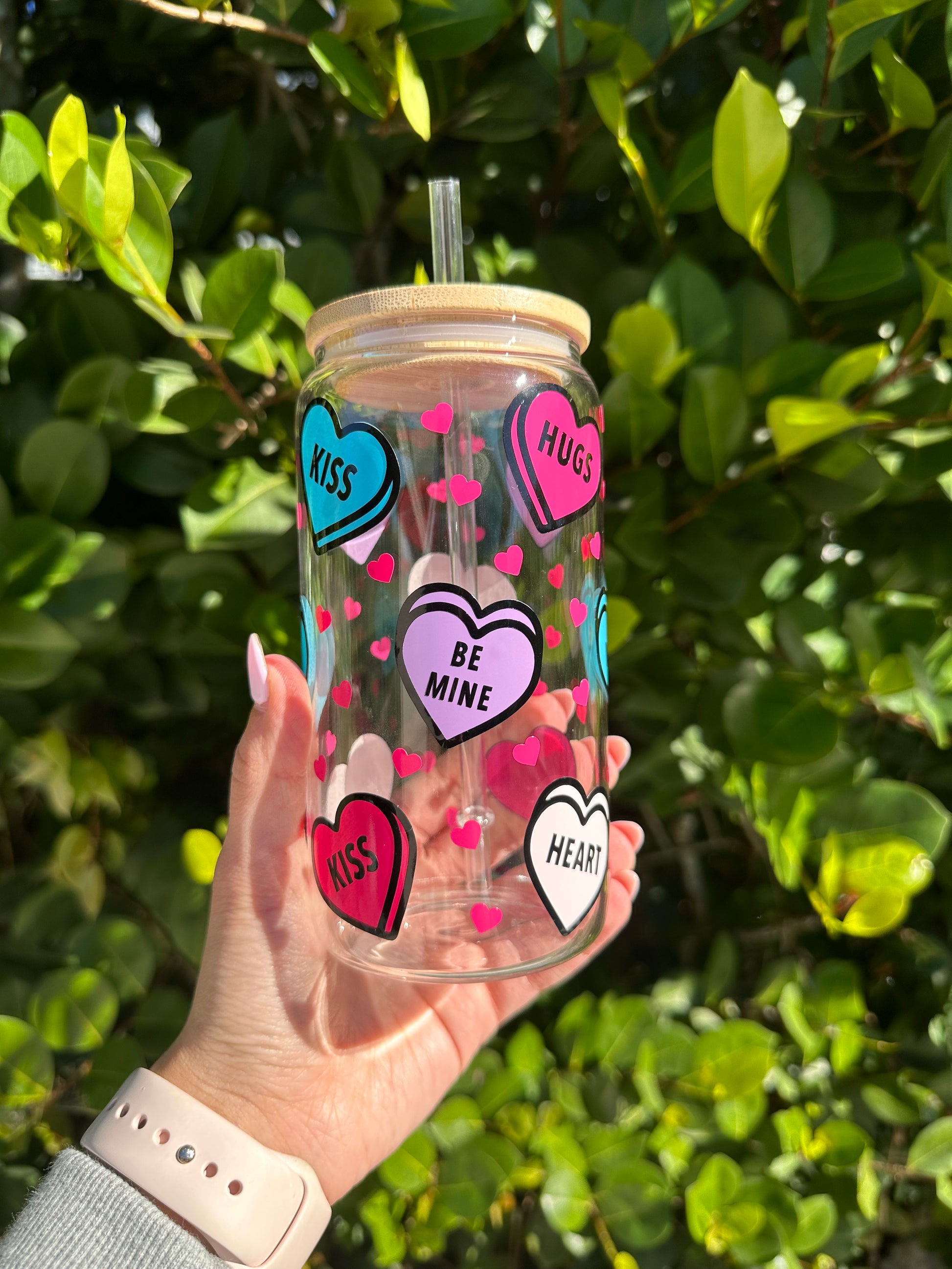 Candy heart libbey glass Can Cup