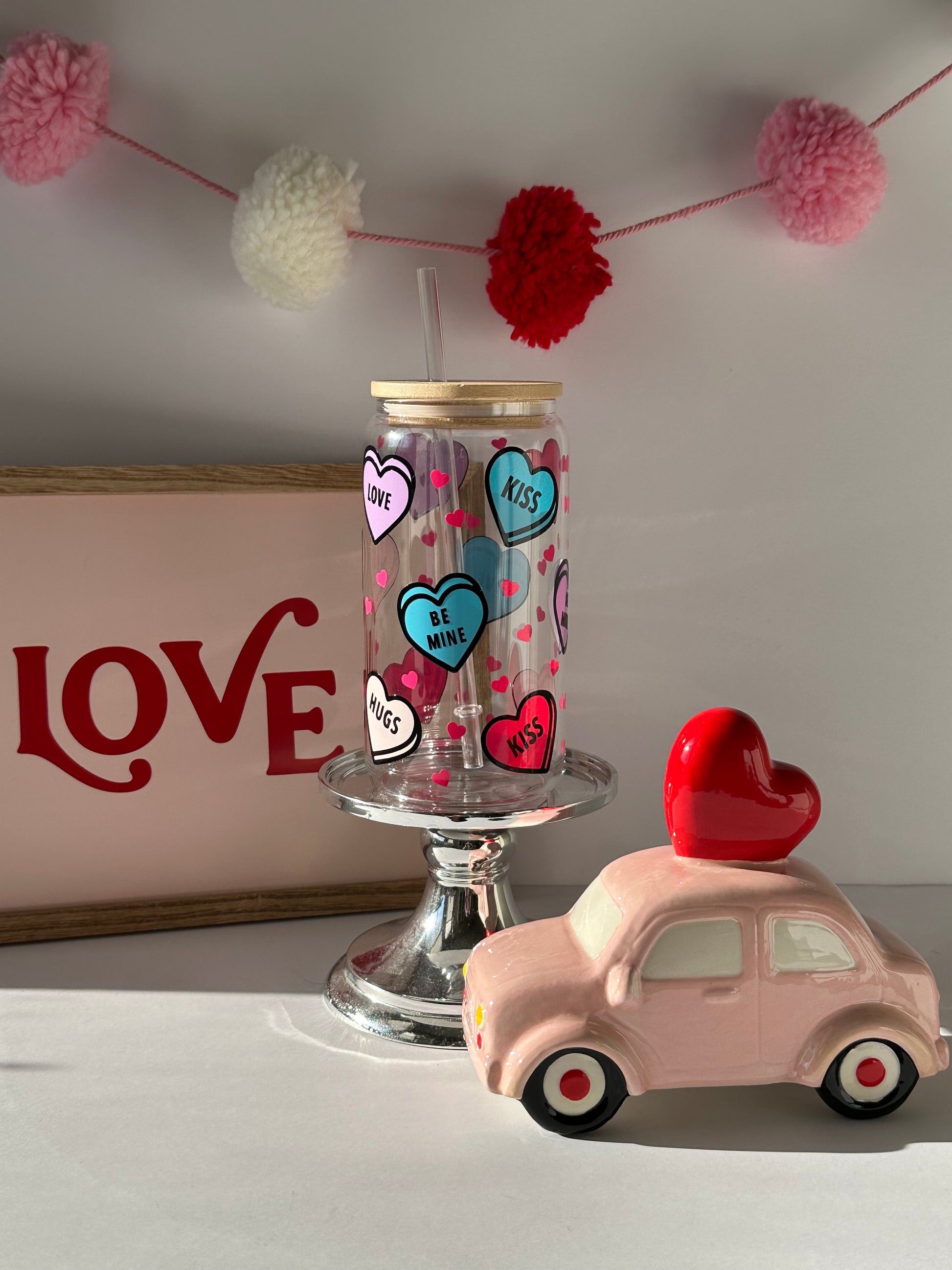 Candy heart libbey glass Can Cup