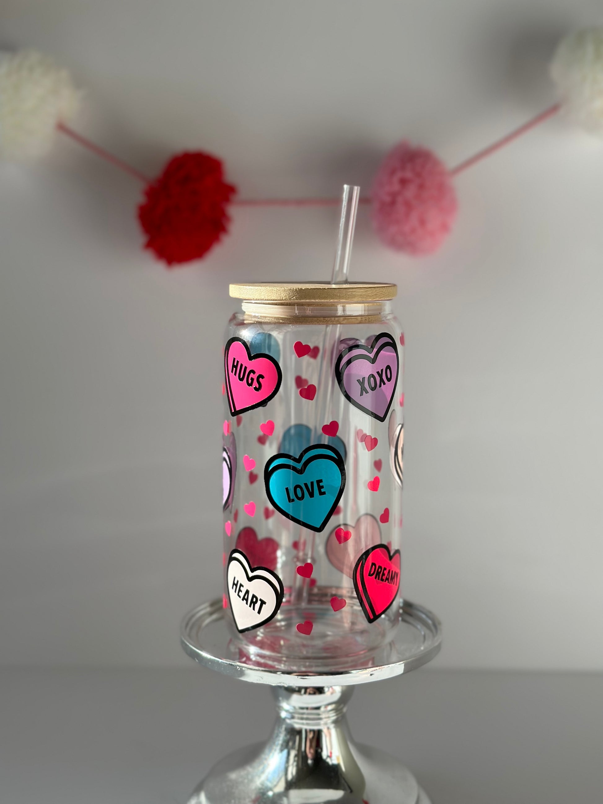 Candy heart libbey glass Can Cup