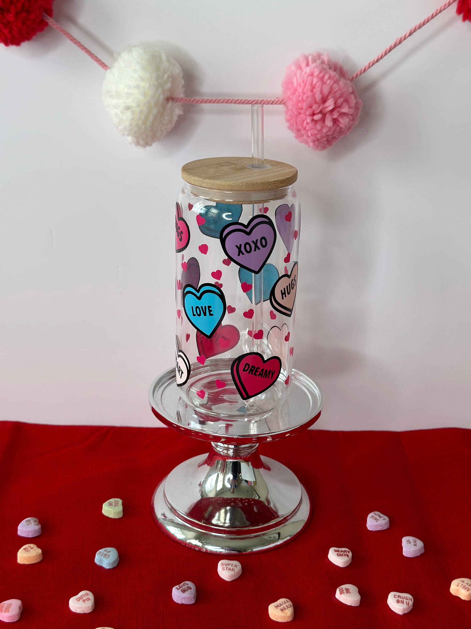 Candy heart libbey glass Can Cup