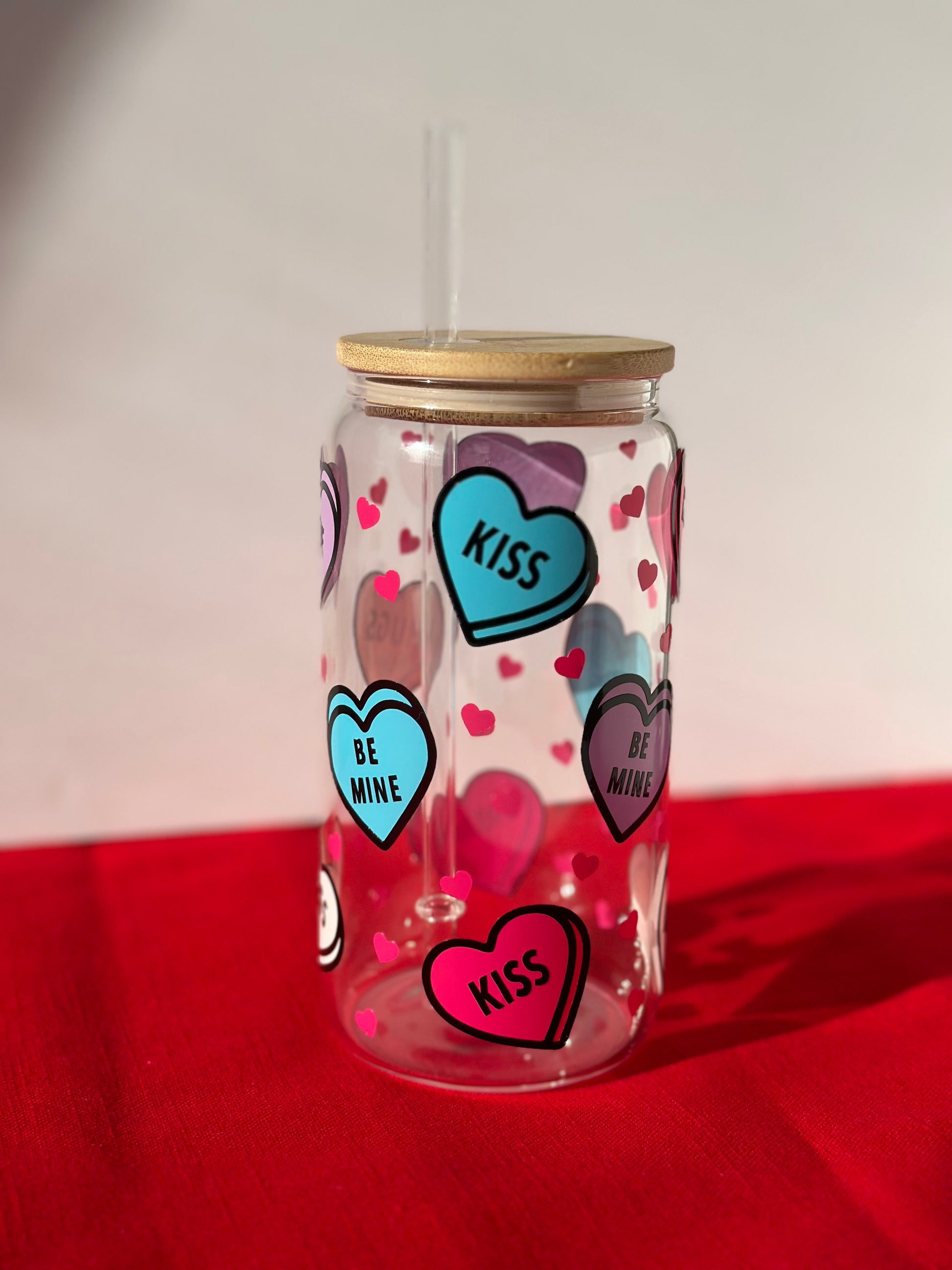 Candy heart libbey glass Can Cup