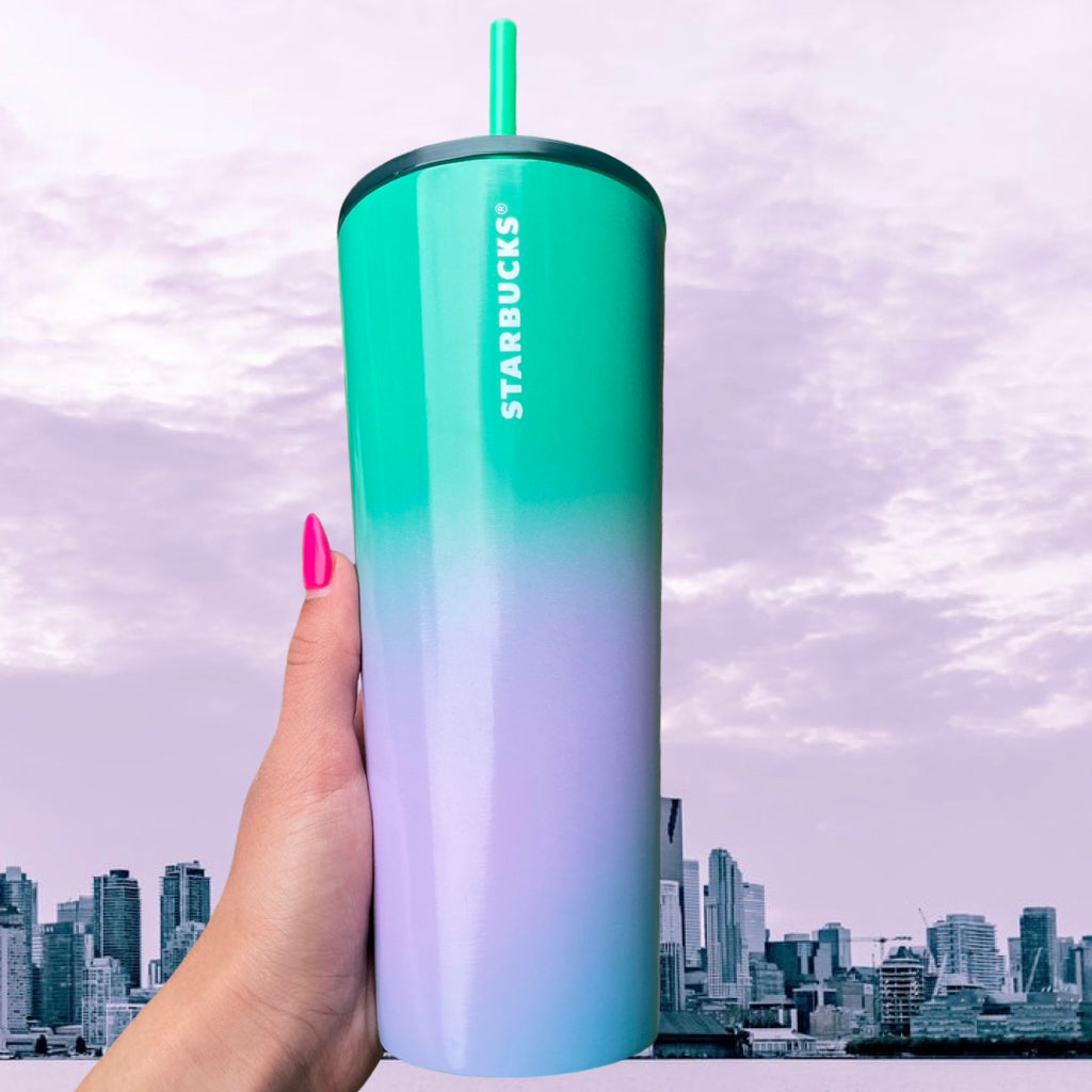 Starbucks 24 oz blue pink ombre stainless tumbler 
