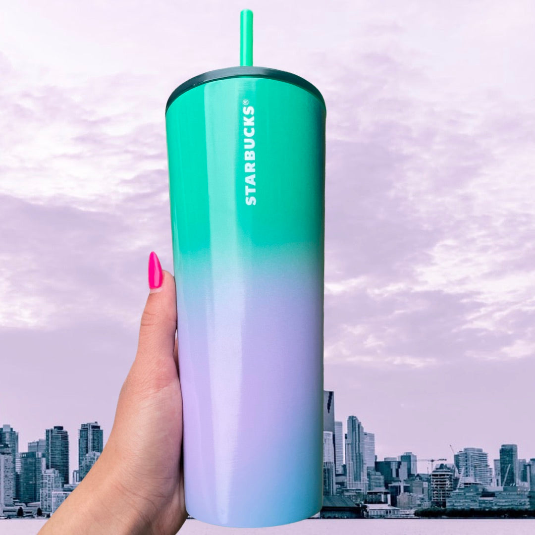 Starbucks 24 oz blue pink ombre stainless tumbler 