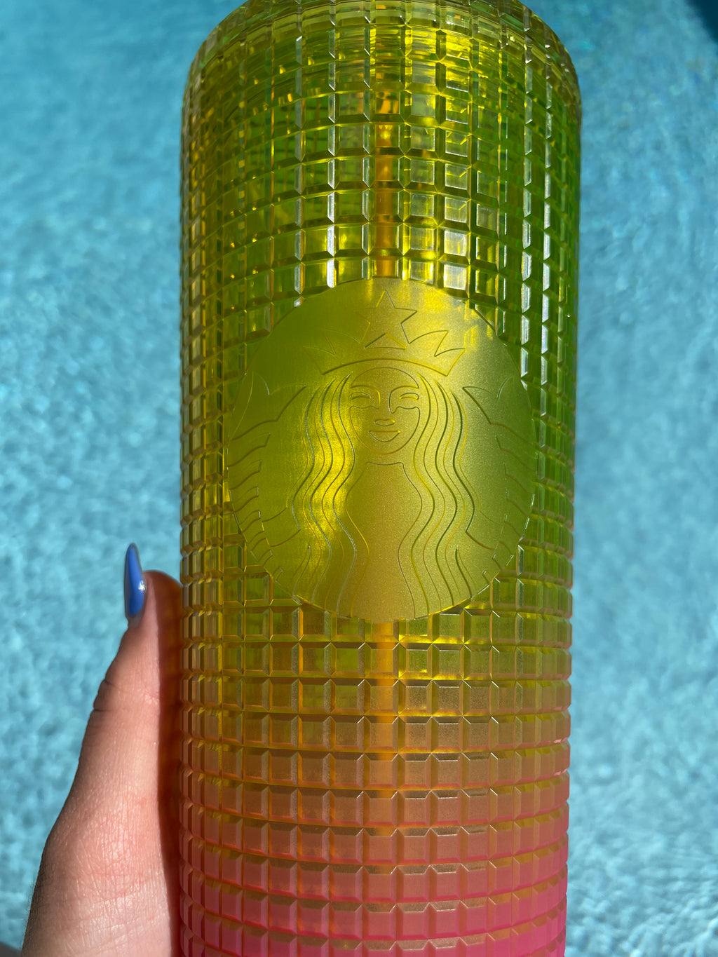 Yellow and Pink Ombre Grid 24oz Venti Tumbler