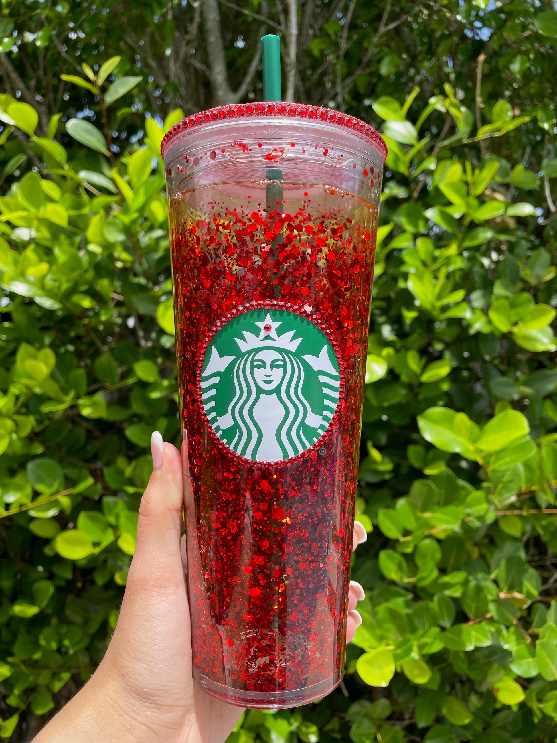 Red Glitter Snow Globe Venti Tumbler