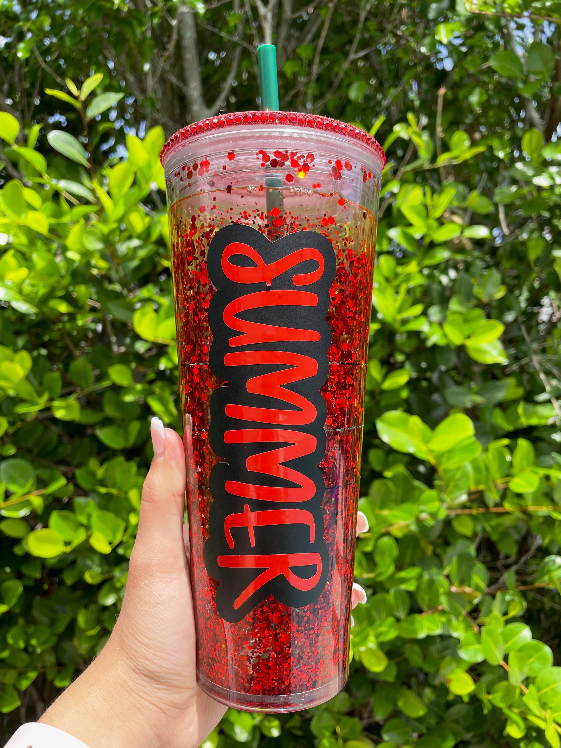 Red Glitter Snow Globe Venti Tumbler