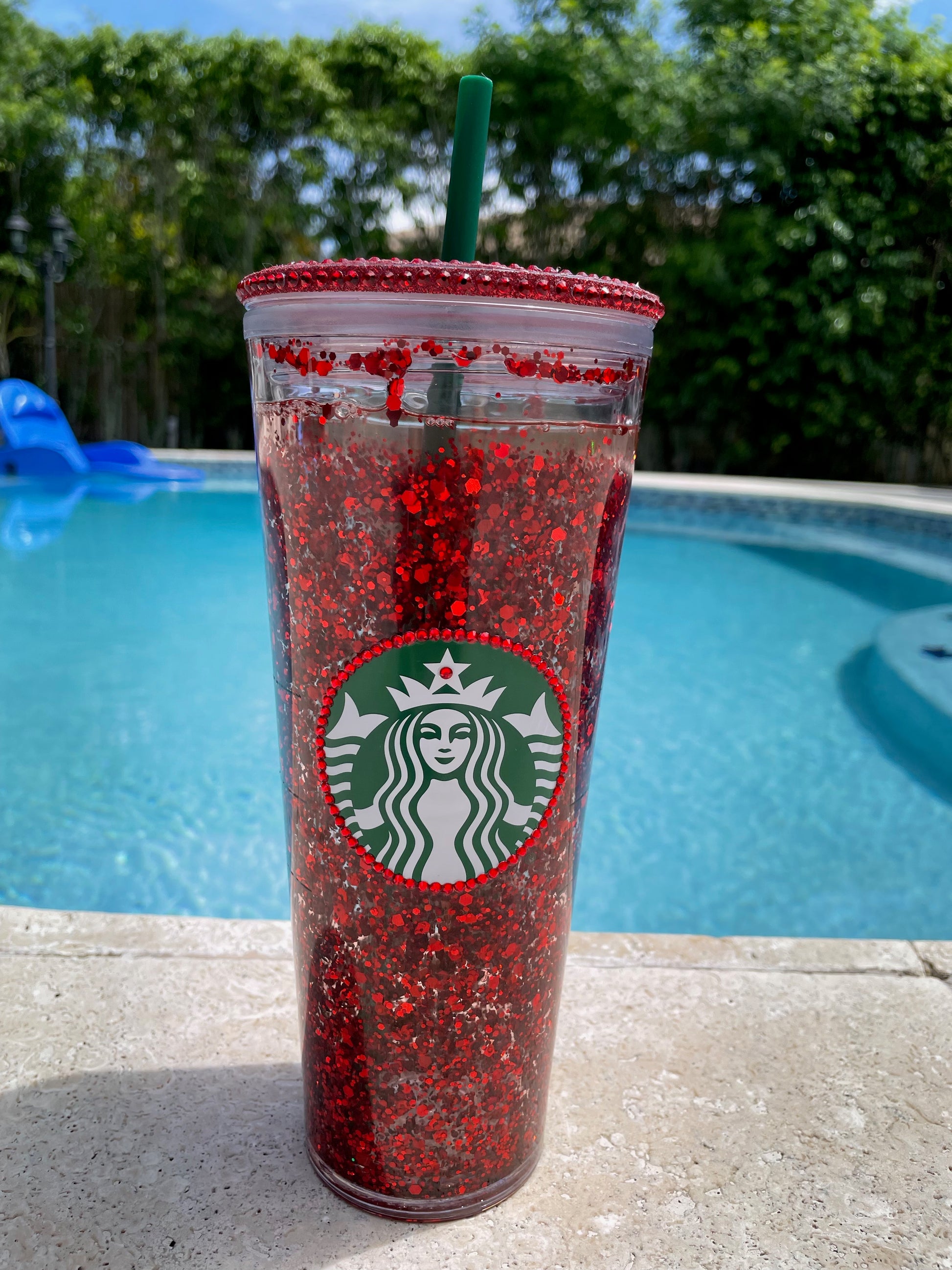 Red Glitter Snow Globe Venti Tumbler