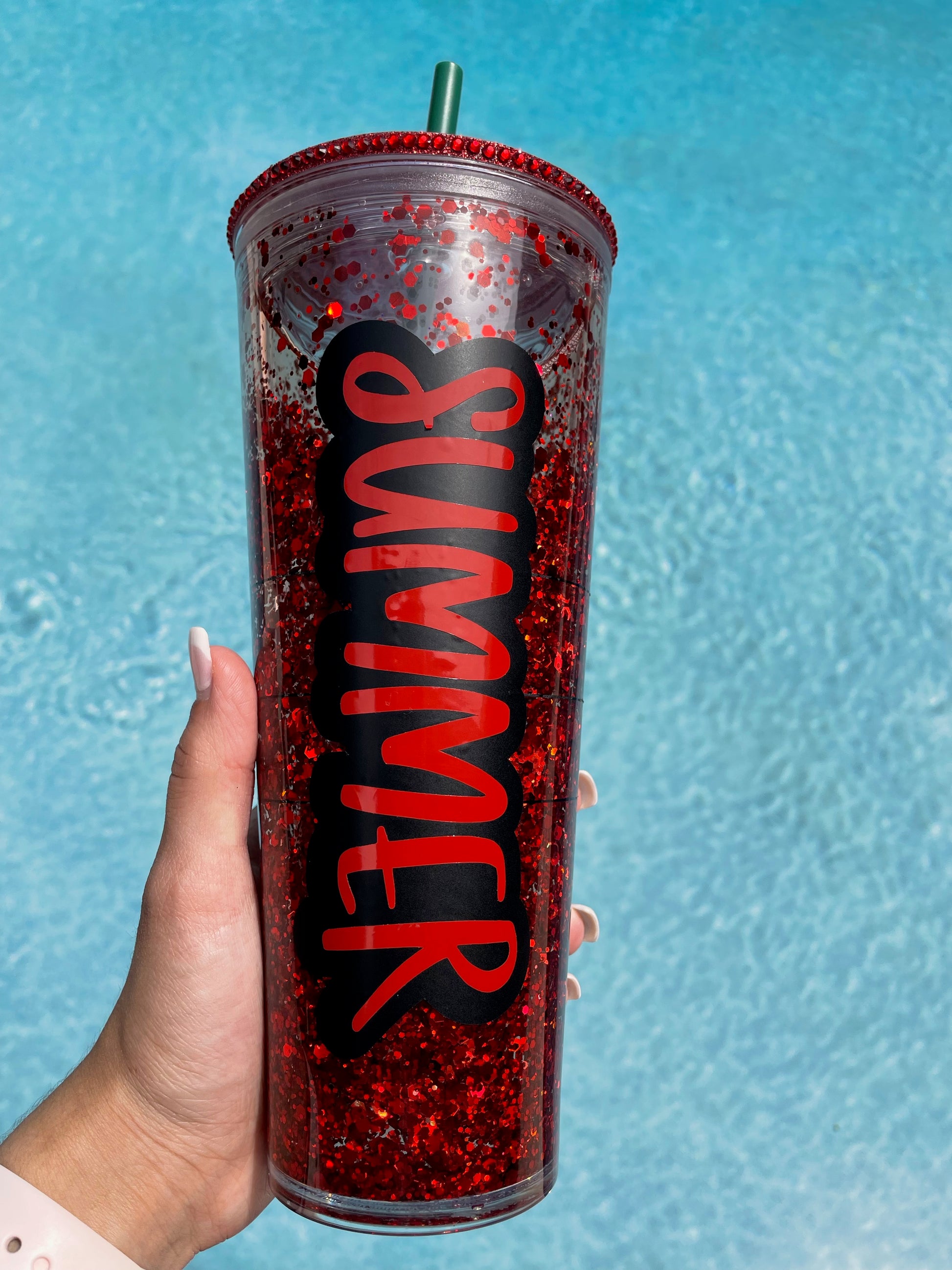 Red Glitter Snow Globe Venti Tumbler