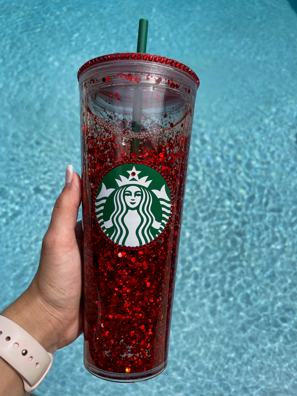 Red Glitter Snow Globe Venti Tumbler
