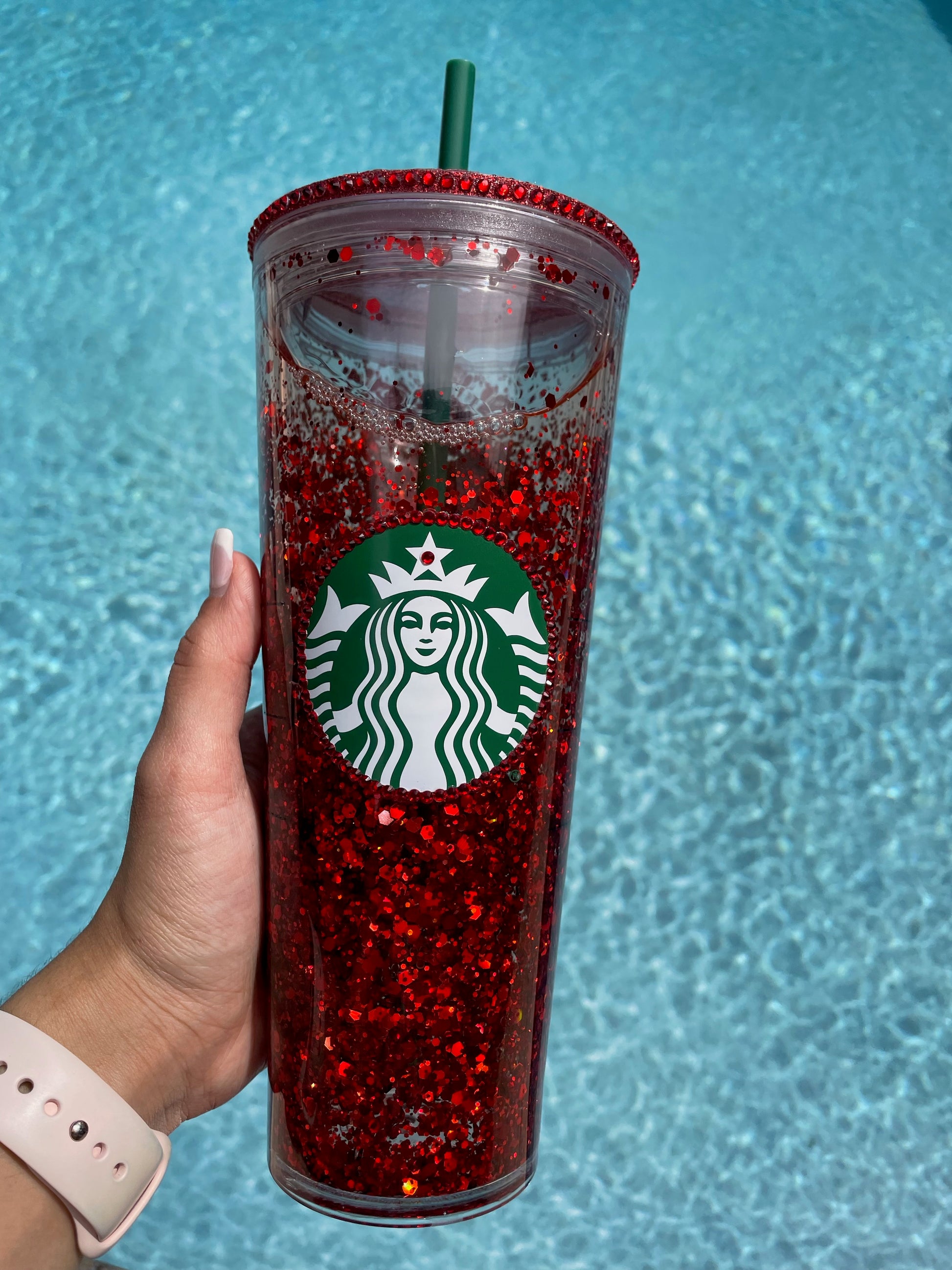 Red Glitter Snow Globe Venti Tumbler