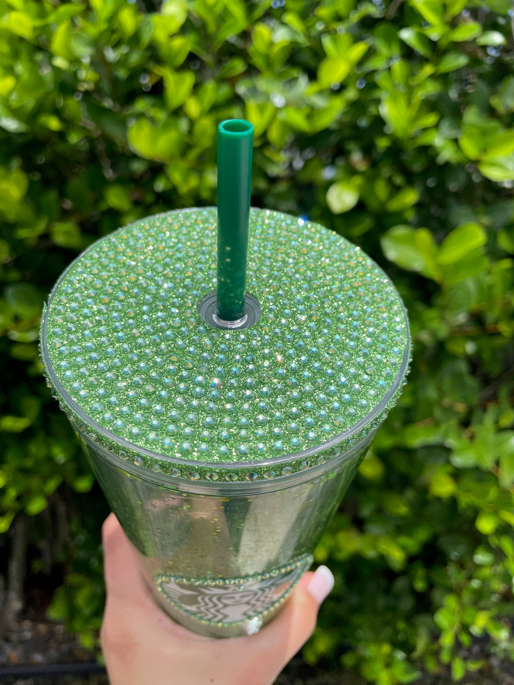 Green Glitter kiwi Snow Globe Tumbler