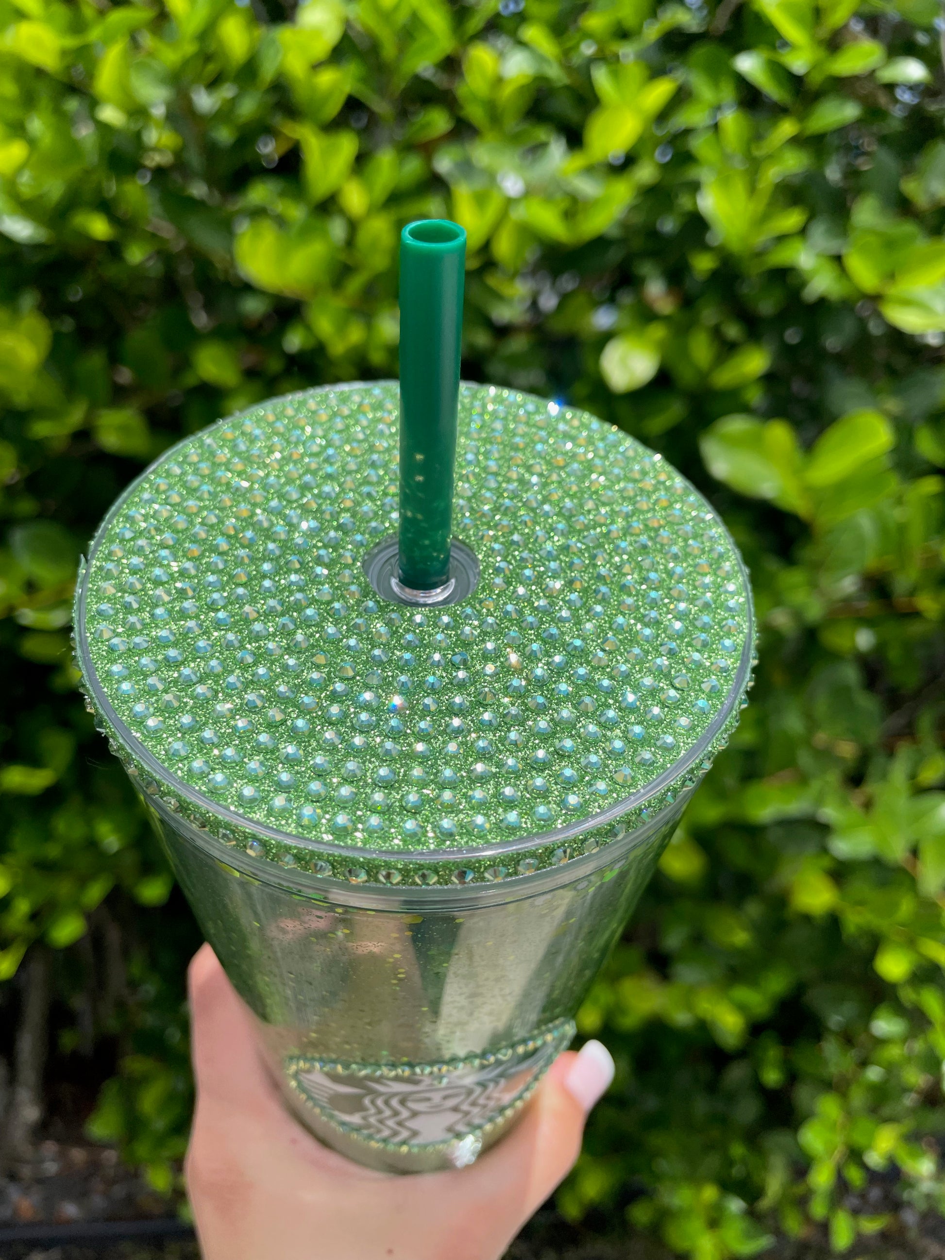 Green Glitter kiwi Snow Globe Tumbler