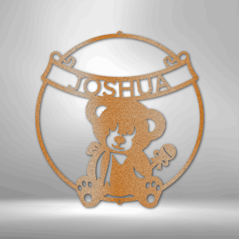 Teddy Banner Monogram - Steel Sign-Copper