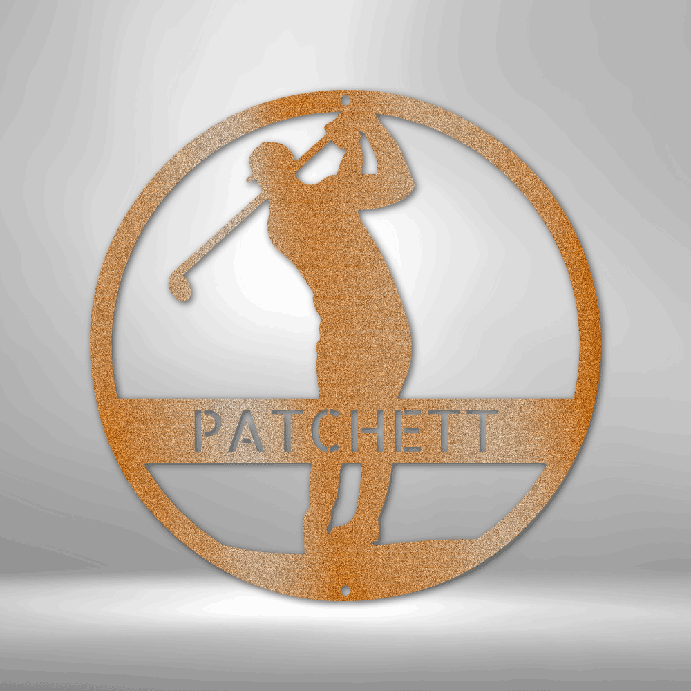 Custom Golfer silhouette Name steel sign