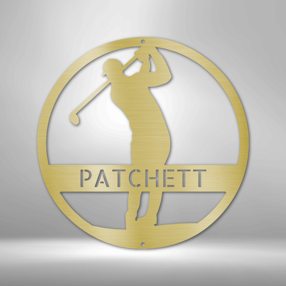 Custom Golfer silhouette Name steel sign