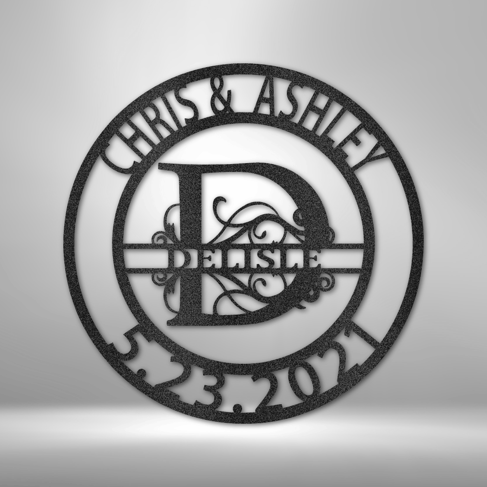 Elaborate Split Letter Family Name-Fully Customized Personalized - Steel Sign