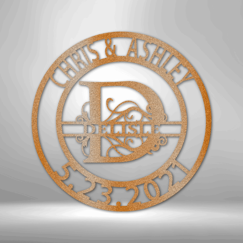Elaborate Split Letter Family Name-Fully Customized Personalized - Steel Sign
