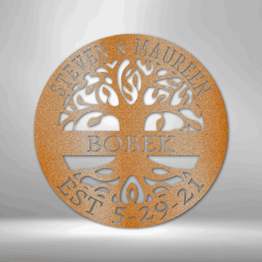 Elaborate Tree Of Life - Family Name, Fully Personalized Custom- Steel Sign
