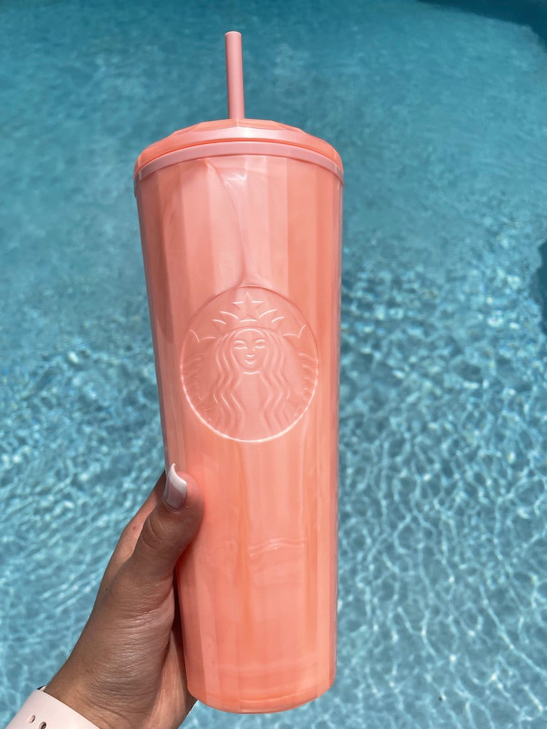 starbucks 24 oz pink marble kaleidoscope plastic tumbler